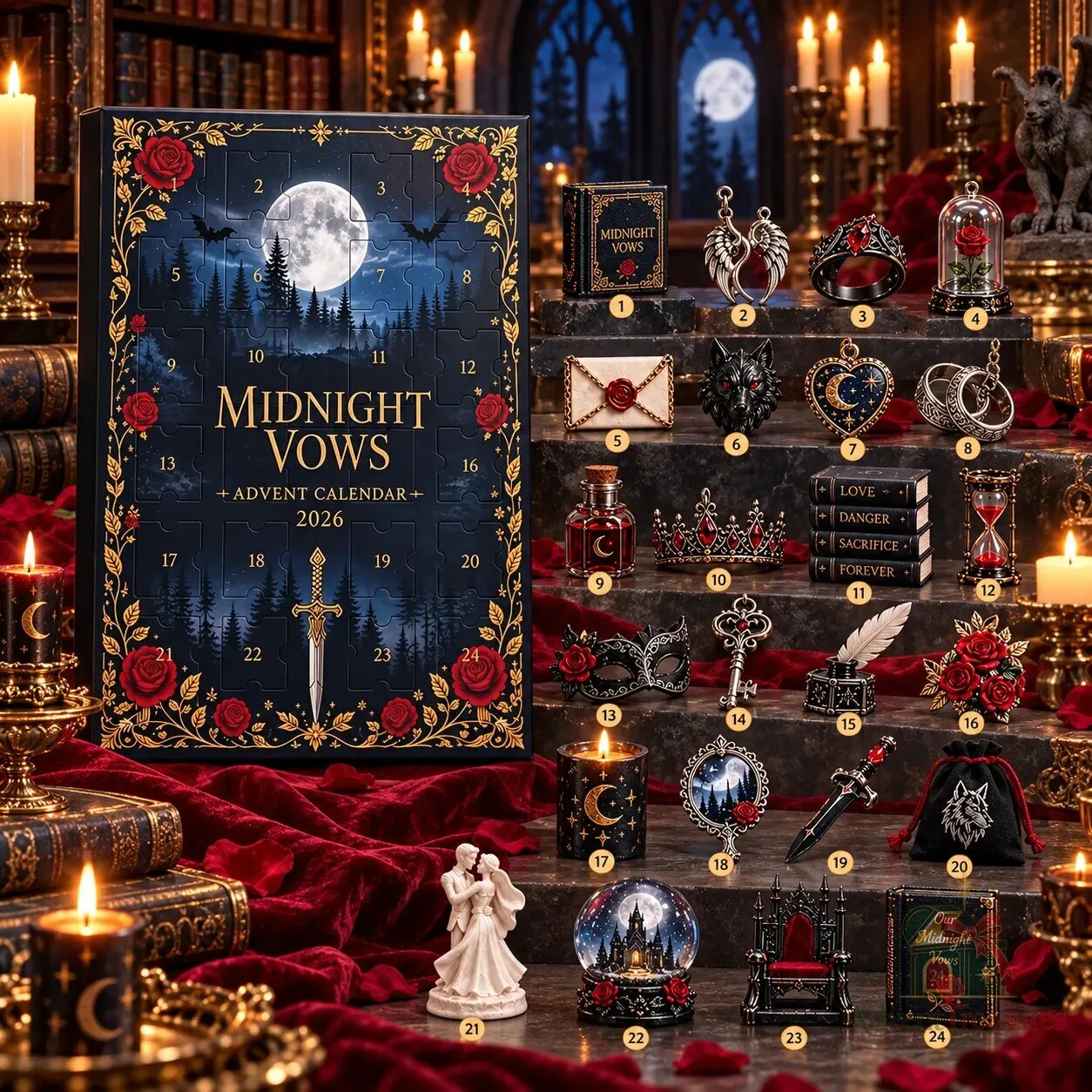 Midnight Vows Advent Calendar 2026 – 24 Days of Dark Romance Gothic Collectibles & Gifts